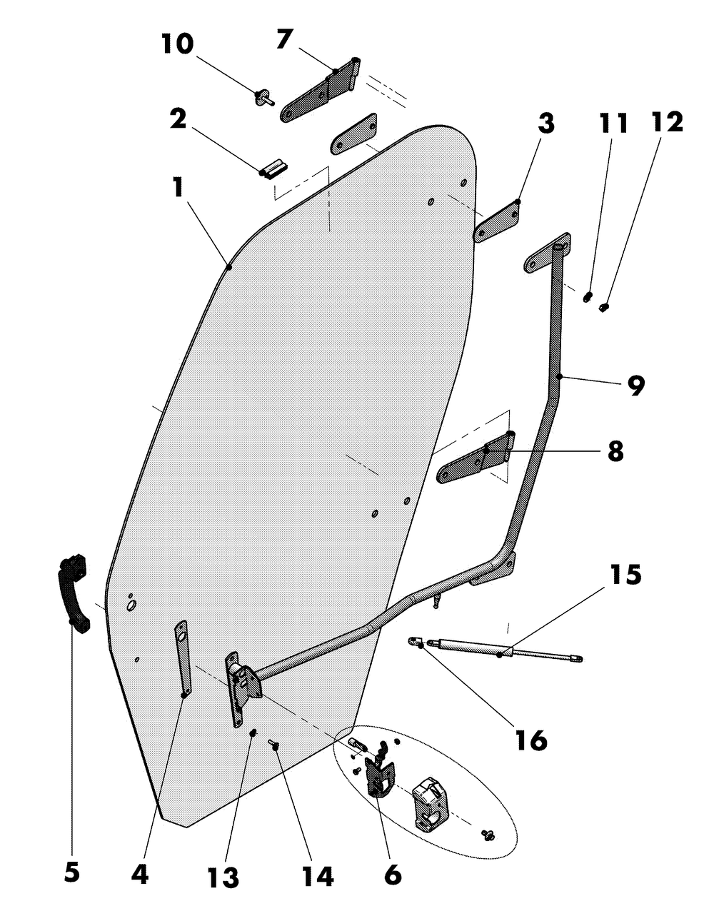 Euro Cab Door Diagram and Parts List for 46F 4X4-1I018G-1I019G-37ACH010 Cub Cadet Lawn Tractor Accessories